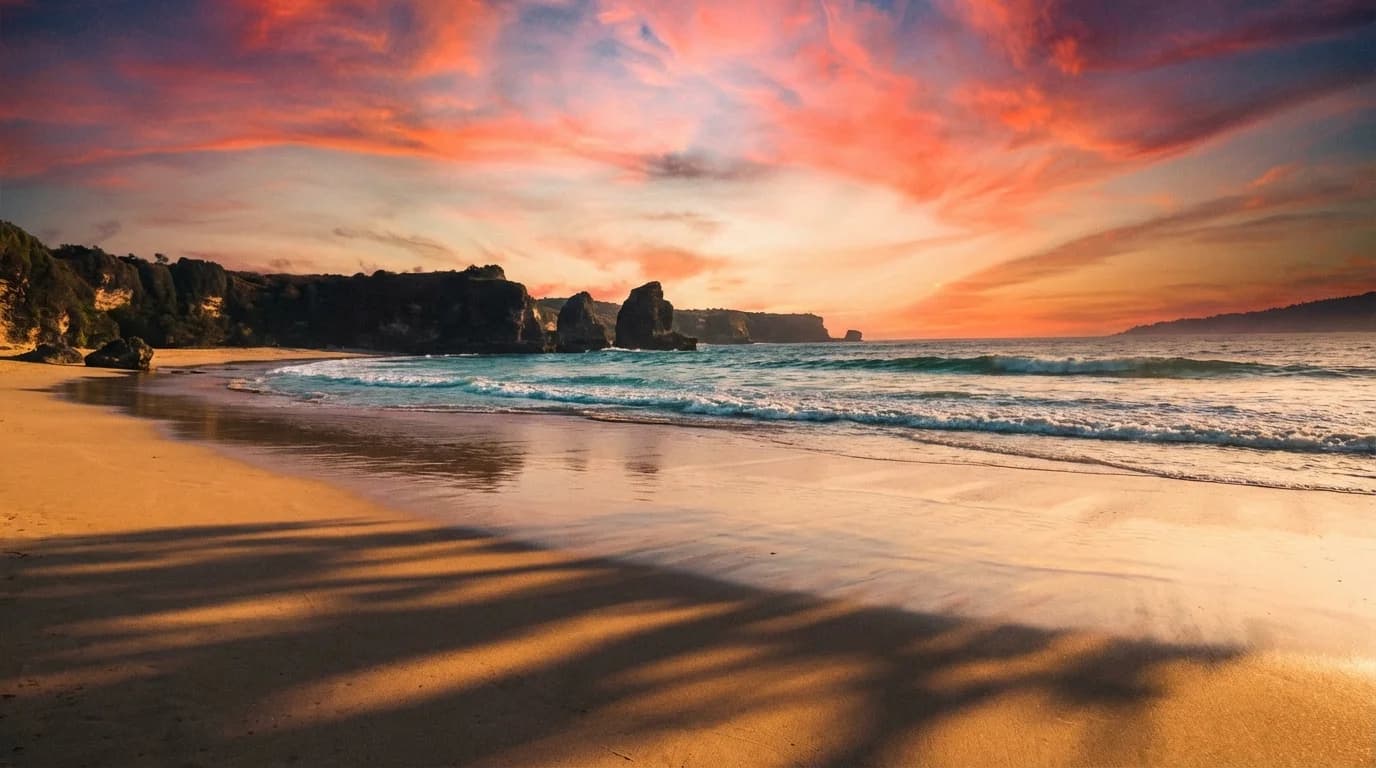 Tropical beach sunset